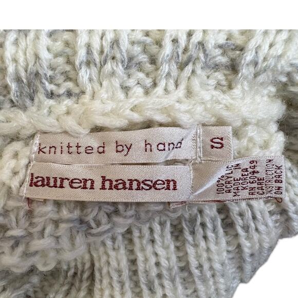 VTG  90s Lauren Hansen Granny Grandma Geometric Hand Knitted Turtleneck‎ Sweater - Picture 3 of 5